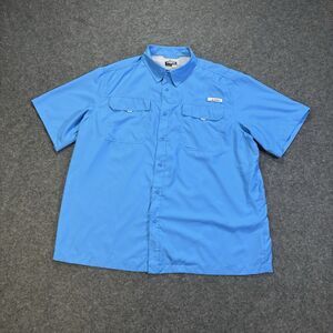 Habit Shirt Mens 2XL Blue Short Sleeve Button-Up Fishing UV Protection Vented